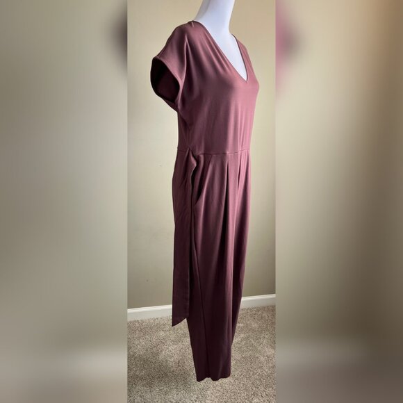 Elegant Mauve Front/Back Tie EXPRESS Jumpsuit Large Size w/ Pockets - Picture 9 of 14